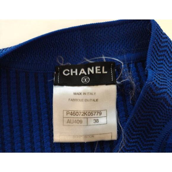 Chanel Blue Textured Straight-Cut Dress Sz.38 - Picture 7 of 8